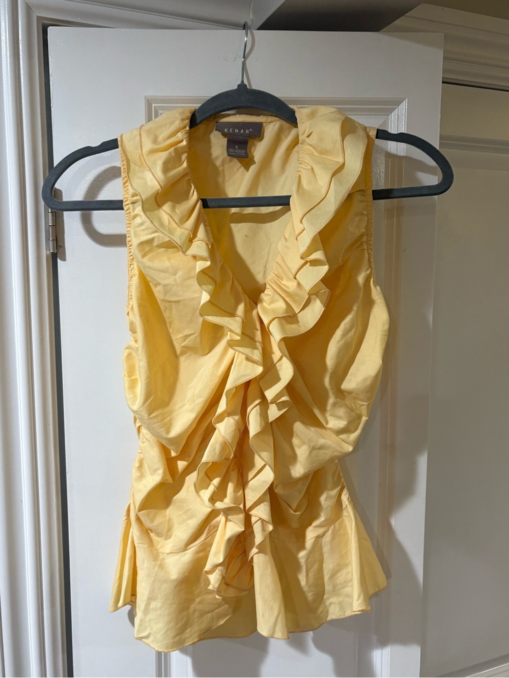 Kenar Yellow Ruffle Sleeveless Blouse